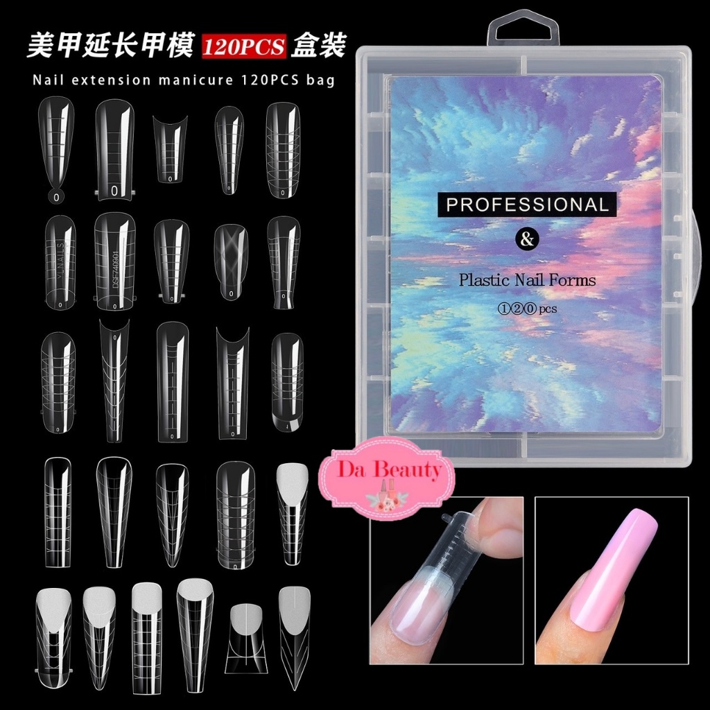 ฟอร์มต่อโพลีเจล มีเส้น 120ชิ้น ดูโอฟอร์ม บล็อกต่อโพลีเจล ใช้ซ้ำได้ สำหรับต่อโพลีเจลDual Form Poly