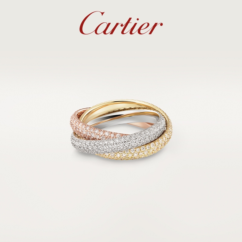 Cartier Cartier Trinity Rose Gold White Gold Diamond Three-Ring Classic Ring