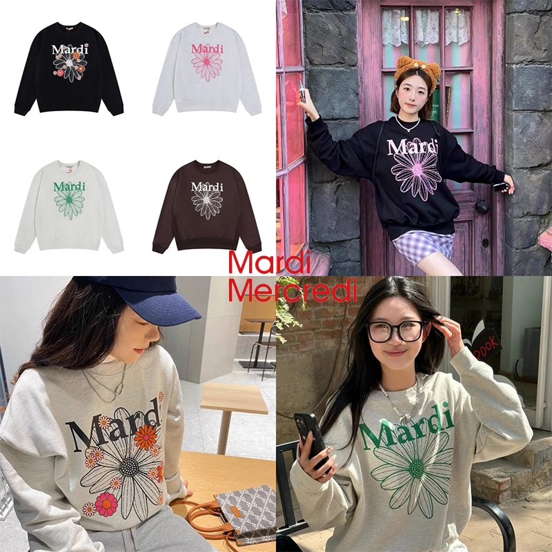 MINI-SHOP⚡ Mardi Mercredi FLOWERMARDI SWEATSHIRT printing ของแท้ 100% จาก Korea Duty Free