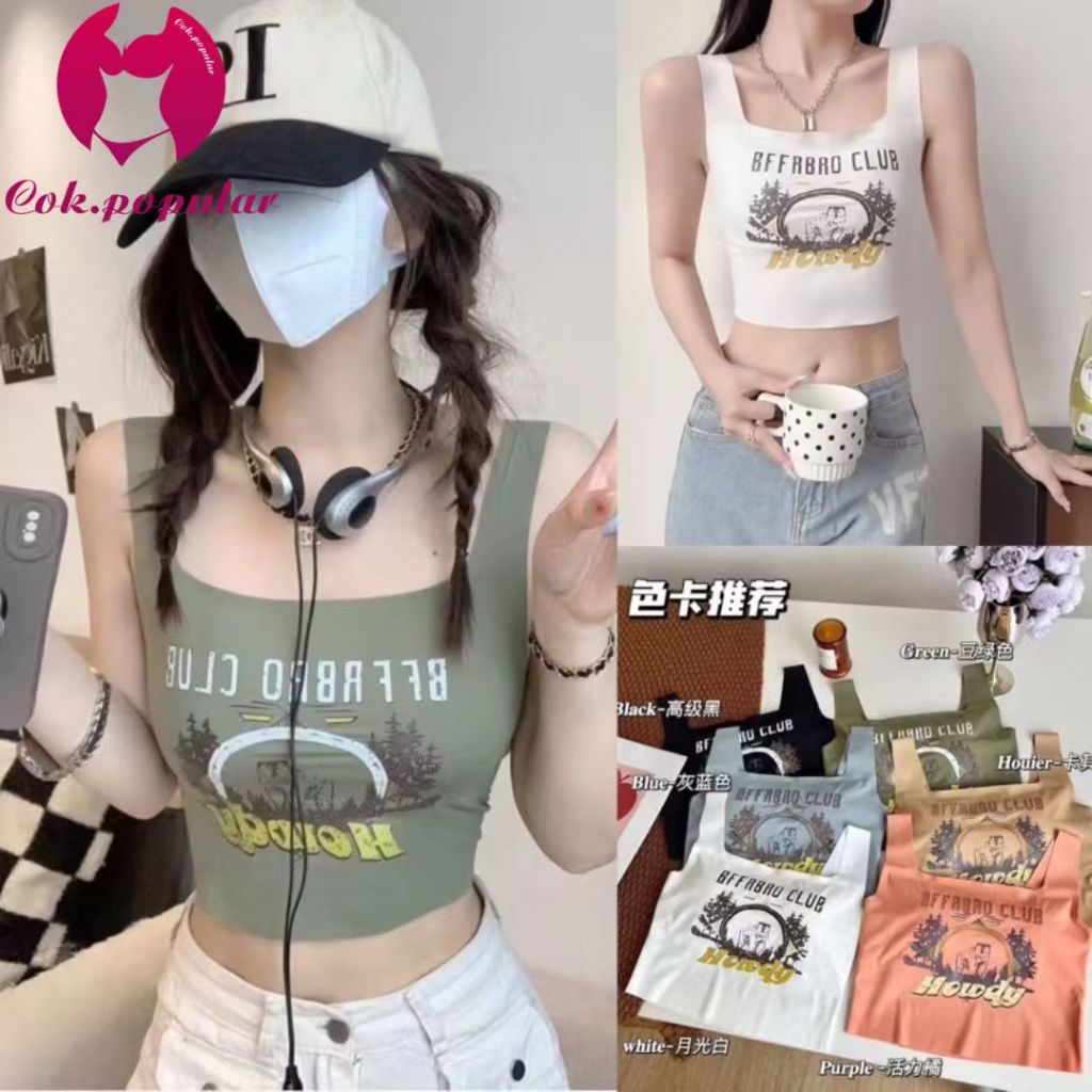 #056 แฟชั่นบราผ้าร่อง มีฟองน้ำถอดได้ รอบอก 30-34นิ้ว รัดรูป ผ้านุ่ม คุณภาพดีมาก COK