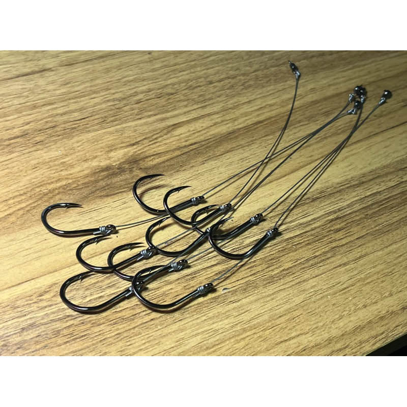 ชุดเบ็ดผูกสลิงหุ้มไนล่อน เบ็ด2ตัว By คนบ้าตกปลา