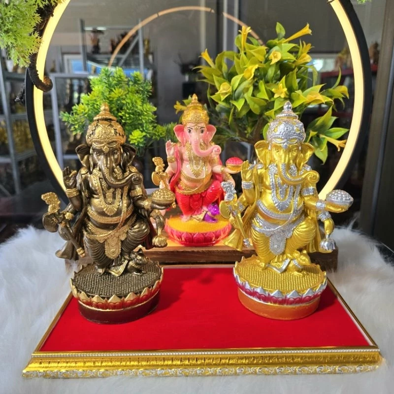 พระพิฆเนศปางประทานพร แร่เหล็กน้ำพี้ สูง8นิ้ว ฟรีฐานรอง