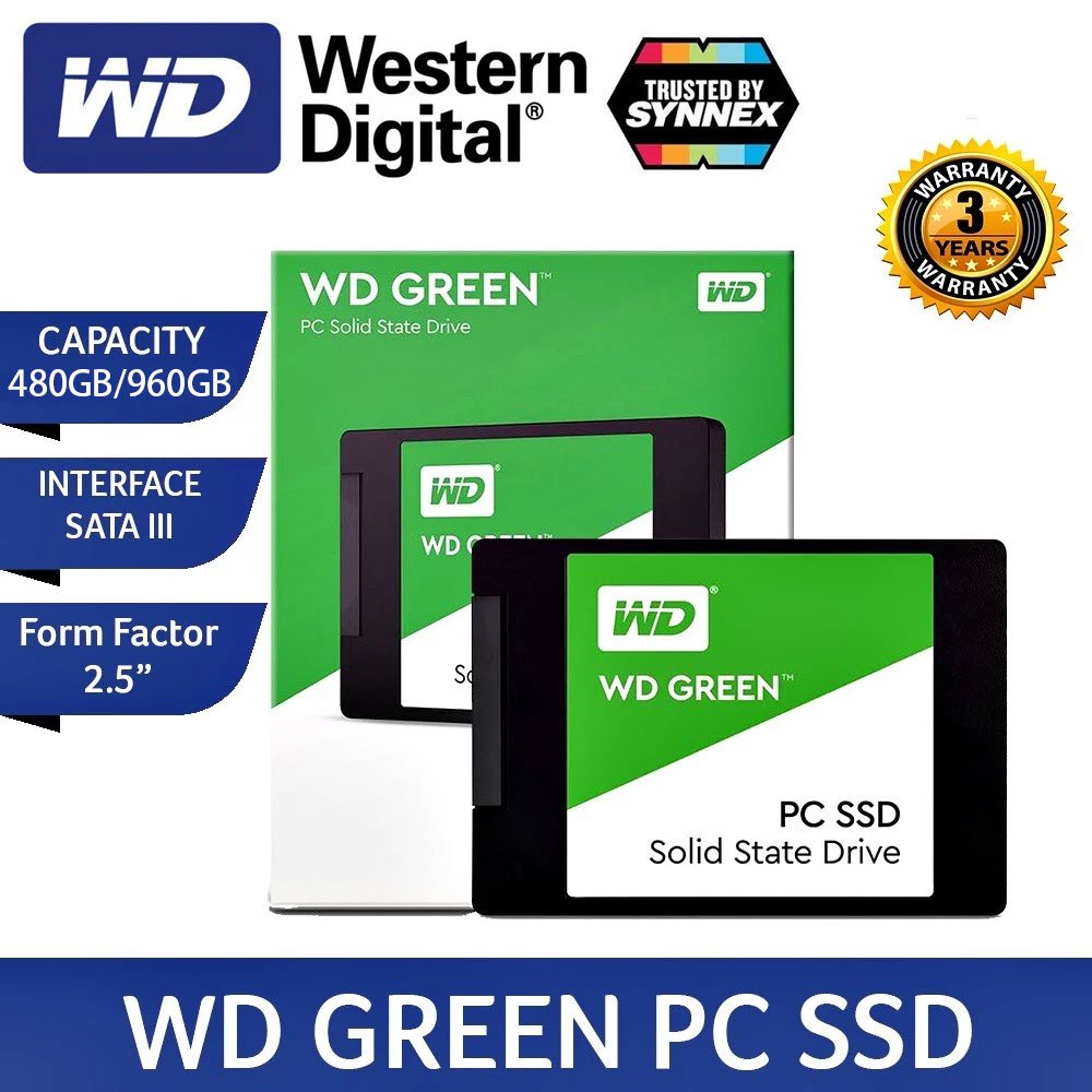 WD SSD (เอสเอสดี) WD GREEN 1TB ,480GB & 240GB - 2.5" SATA3 Speed Up to 545 MB/s MemoryBiz ประกัน 3ปี