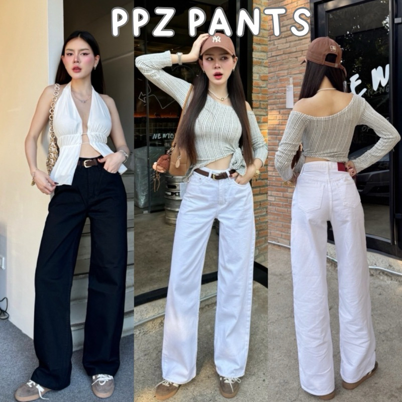 Yam’s👖กางเกงยีนส์ขากระบอก ผ้าไม่ยืด กางเกงยีนส์ขากระบอกกลาง ผู้หญิง