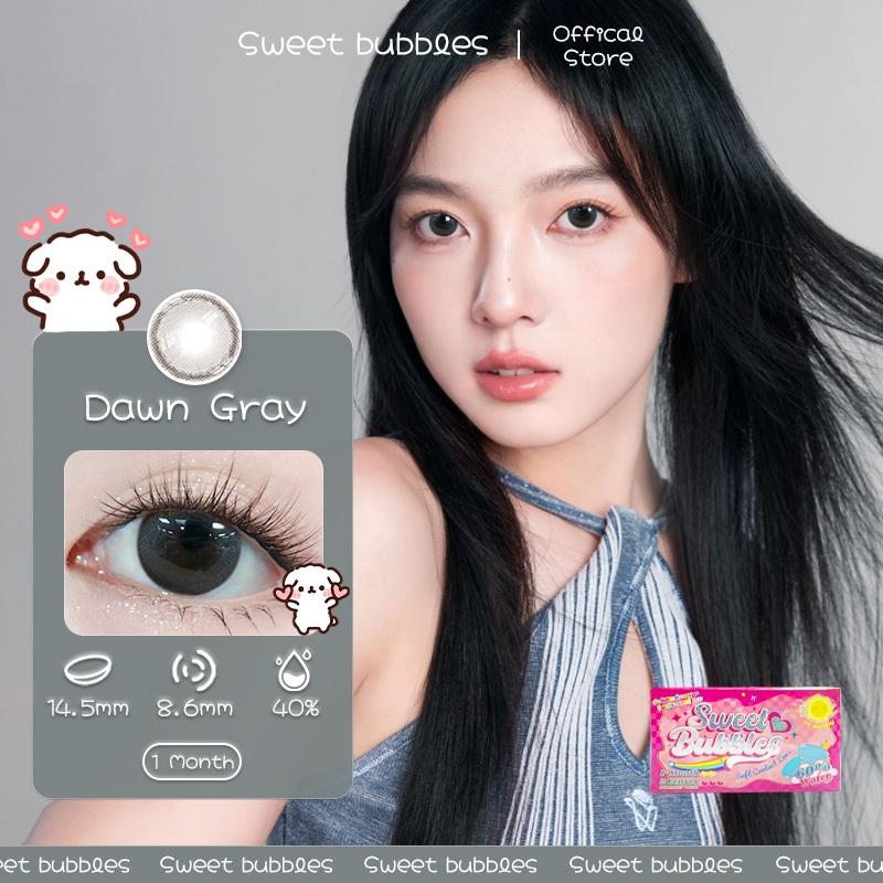 รุ่นใหม่ปี 2568 Sweet Bubbles รุ่นใหม่ คอนแทคเลนส์ สี น้ำตาล ธรรมชาติ ตาโต คอนแทคเลนส์สีเทา Monthly Contact lens