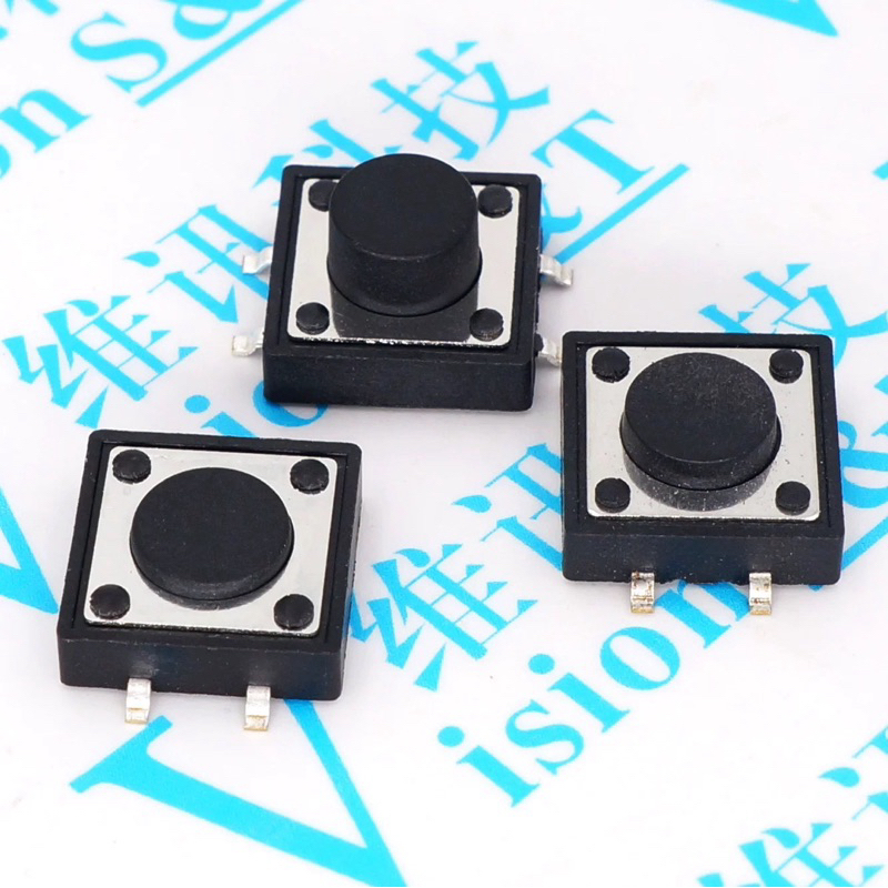 สวิตช์สั่งงาน แปะปลิ้น  12*12*7mm 4ขา SMD ราคา10ชิ้น สินค้าใหม่พร้อมส่ง