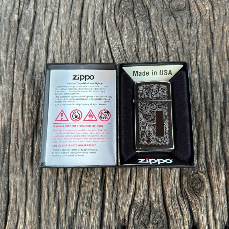 Zippo รุ่น 1652 Zippo Slim® Chrome Venetian ของแท้