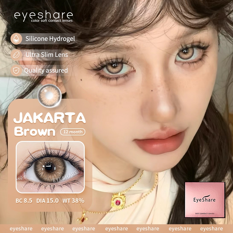 {COD}-คอนแทคเลนส์ Eyeshare Jakarta Brown 1 คู่ คอนแทคเลนส์สีตาขนาดใหญ่ 15.0 มม. ใช้ได้ 1 ปี จัดส่งฟรี คอนแทคเลนส์แฟชั่น