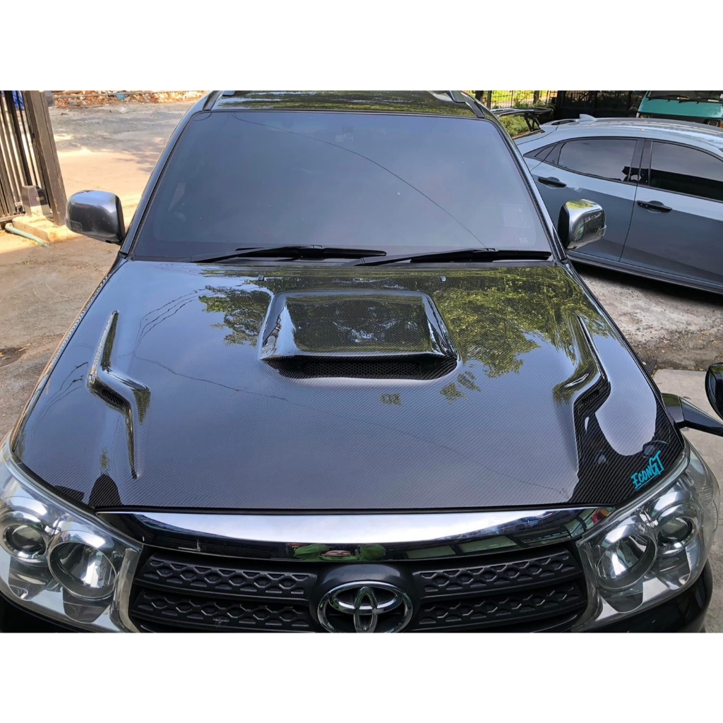 Econ GT ฝากระโปรงคาร์บอน ตรงรุ่น TOYOTA Vigo Smart Fortuner 2006-2012  ไฟเบอร์ คาร์บอน เคฟล่า ลายสอง