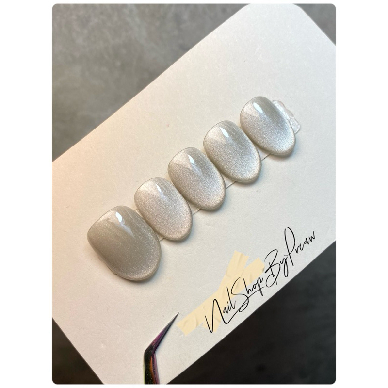 เล็บปลอมมือเท้าสีเจลแท้ สีลูกแก้วเงิน 📌ฟรีกาว+ตะไบทุกชุด📌