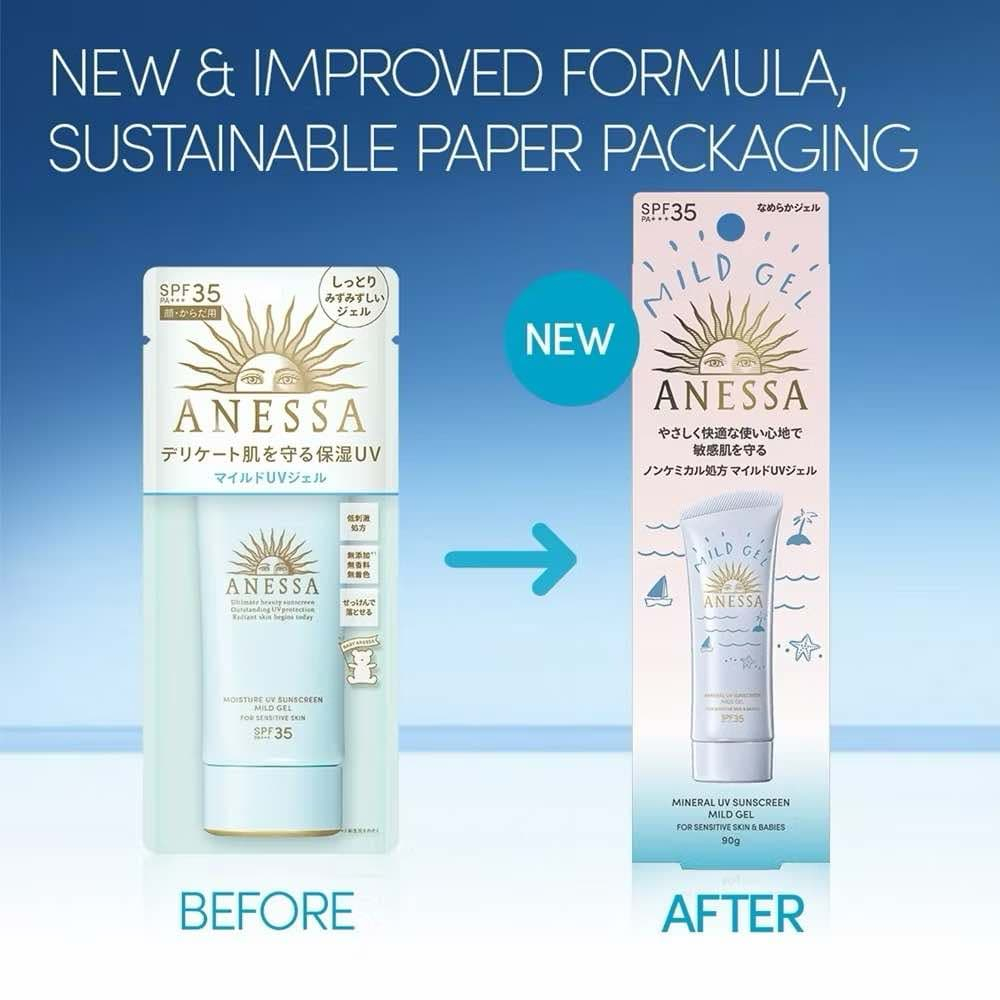 กันแดด ANESSA MINERAL UV SUNSCREEN MILD GEL 90ml. กันแดดเนื้อเจลสำหรับผิวแพ้ง่าย