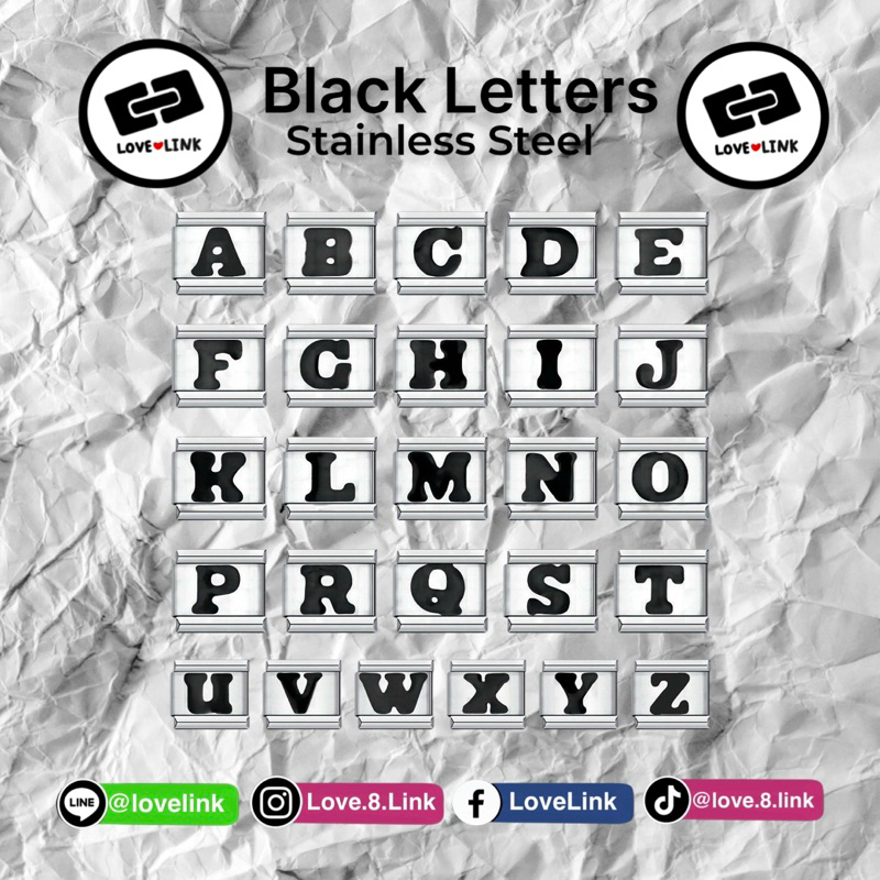 ชาร์มตัวอักษร A-Z ตกแต่ง DIY กำไล Italian Charm 9mm [Letters]