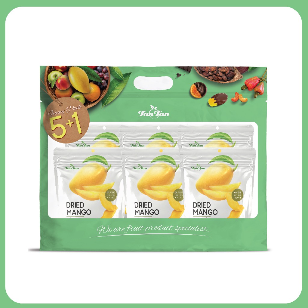 มะม่วงอบแห้ง สูตรน้ำตาลน้อย 5แถม1 Dried Mango Low Sugar Set5+1