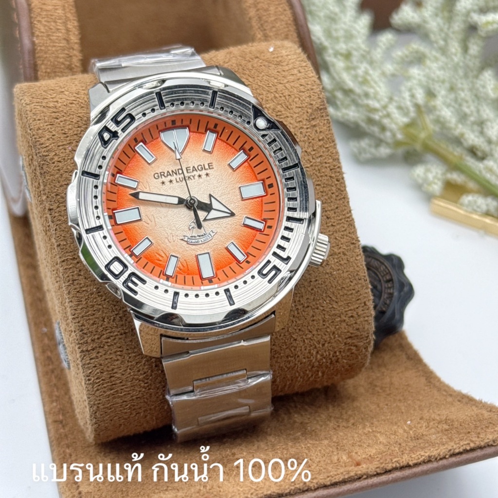 Grand Eagle นาฬิกาผู้ชาย สายสแตนเลท   ของแท้ กันน้ำ100%