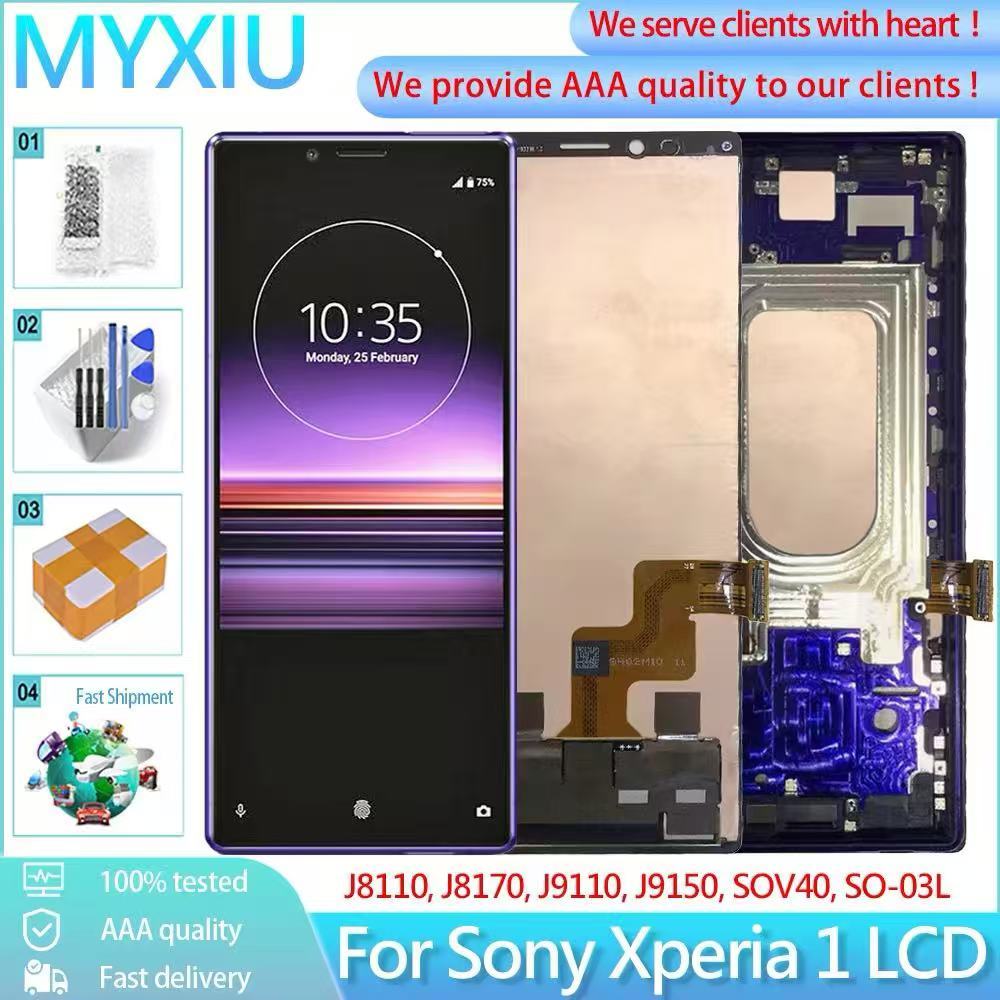 จอแสดงผล LCD Sony Xperia 1 ขนาด 6.5 นิ้วพร้อมหน้าจอสัมผัส Digitizer Assembly เปลี่ยน X1 XZ4 J8110 J8