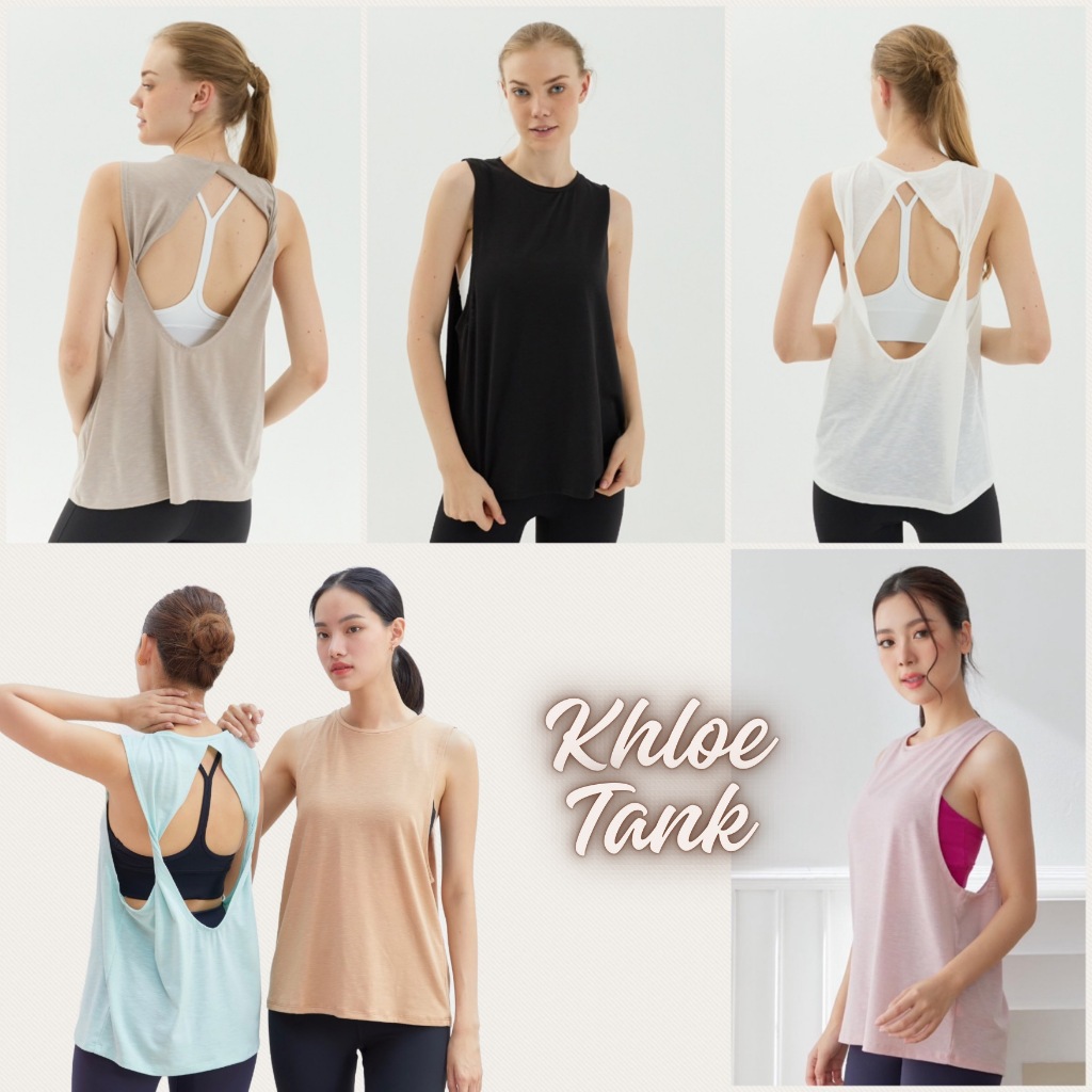 PENNY | Khloe Tank เสื้อกล้ามออกกำลังกาย หลังทวิสแนวตั้ง โชว์สปอร์ตบราด้านหลัง *พร้อมส่งจากไทย 6สี