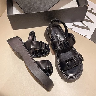 XWbrand งานใหม่ รองเท้าแตะแฟชั่นแบบสวม 3 สีให้เลือก ส้นหนาเอาใจสายคุณหนูถึง 1.5 นิ้ว ใส่เดินเที่ยวได้สบายไม่เมื่อยเท้า