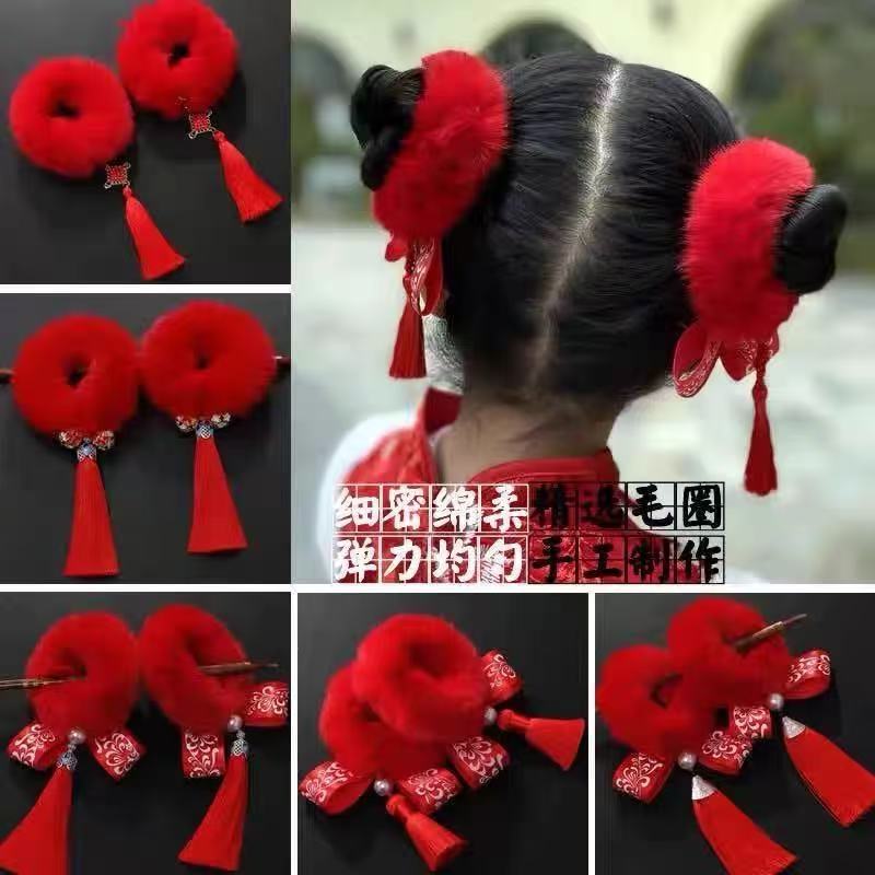 🇹🇭 พร้อมส่ง🇹🇭 ยางมัดผม ตรุษจีน อั่งเปา ปีใหม่ จีน ไทย โบว์แดง ยางมัดผมแดง (1 คู่/2ชิ้น)