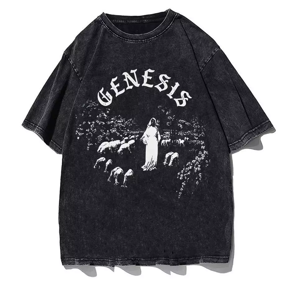 เสื้อฟอกวินเทจผู้ชายเท่ๆ oversize ผ้าฝ้าย 100%เสื้อผ้าแฟชั่นสไตล์เกาหลี สไตล์ฮิปฮอป เสื้อยืดคู่กับแฟนไซร์ใหญ่ชายหญิง thumbnail 9
