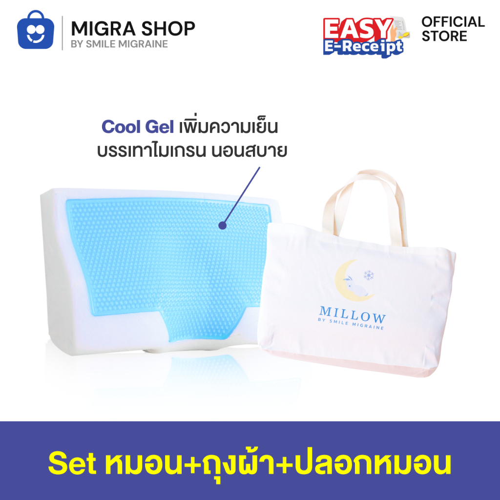 หมอนสุขภาพเมมโมรี่โฟม [ Millow Pillow ] ลดอาการปวดกล้ามเนื้อคอ บ่า ไหล่