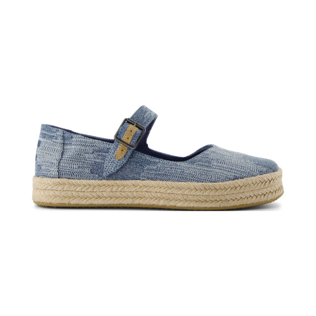 TOMS รองเท้าลำลองผู้หญิง สลิปออน รุ่น Carolina Mary Jane Dark Sky Textured Denim (CE) รองเท้าลิขสิทธิ์แท้