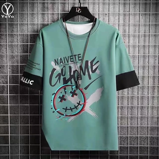 YOYO ชุดแฟชั่นชายเสื้อยืดแขนสั้น + กางเกงขาสั้น ผ้าแห้งเร็วหลวมชุดกีฬาและชุดพักผ่อน รุ่น2803