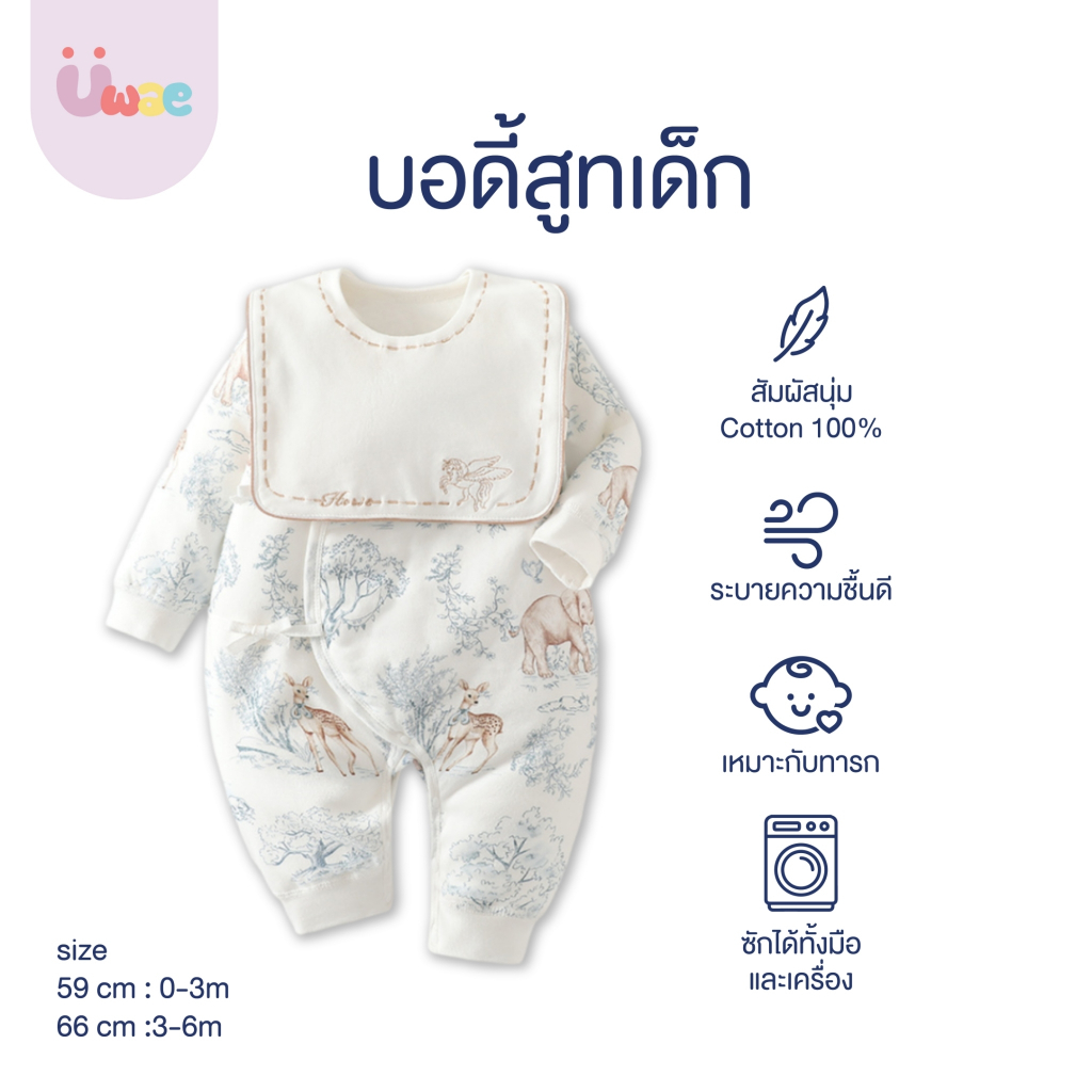 Uwae ชุดบอดี้สูทเด็กพรีเมี่ยมเเขนยาว-ขายาว   รุ่น BS010-BS014