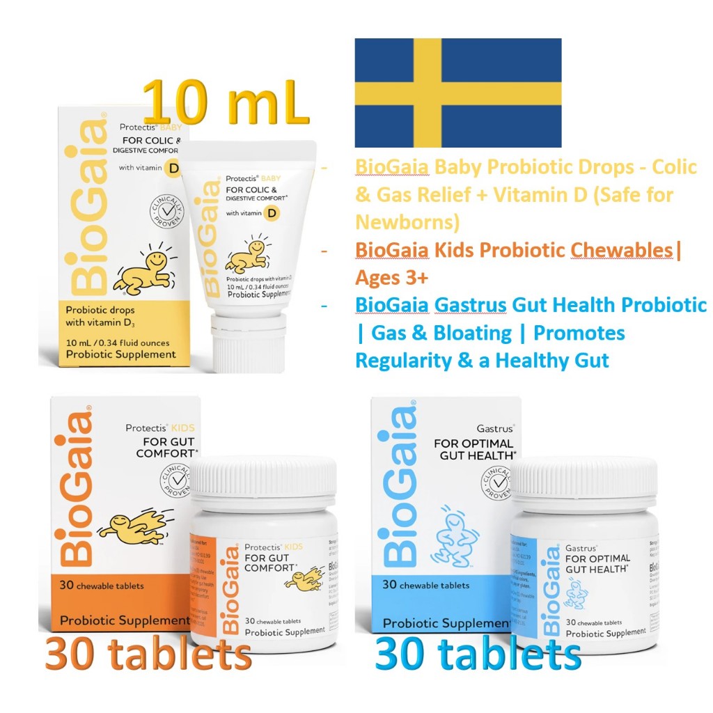 BioGaia Baby Probiotic Drops +Vit D 10ml // Kids Probiotic Chewable| Ages 3+ // Gastrus Gut Health P