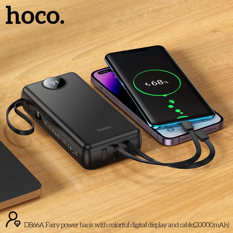 Hoco  แบตสำรอง 20,000mAh  พร้อมสายในตัว powerbank ชาร์จเร็ว มีมอก. DB66A G93