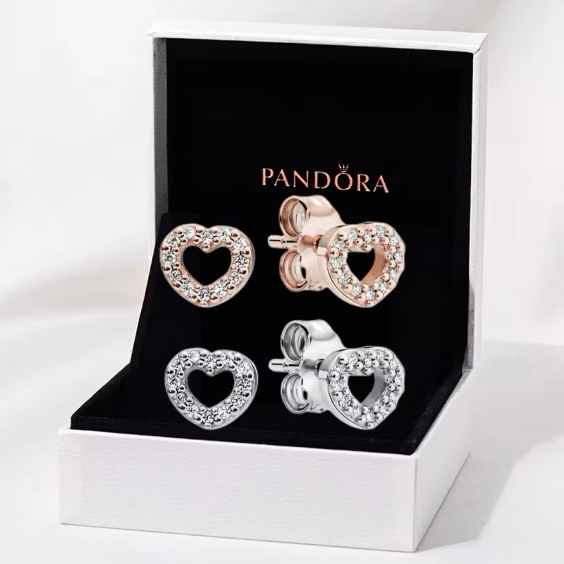 [ส่งจากกรุงเทพ]P เงิน925 ต่างหู ตุ้มหู ต่างหูหนีบ Hollow heart-shaped stud earrings เครื่องประดับแฟชั่นสตรี
