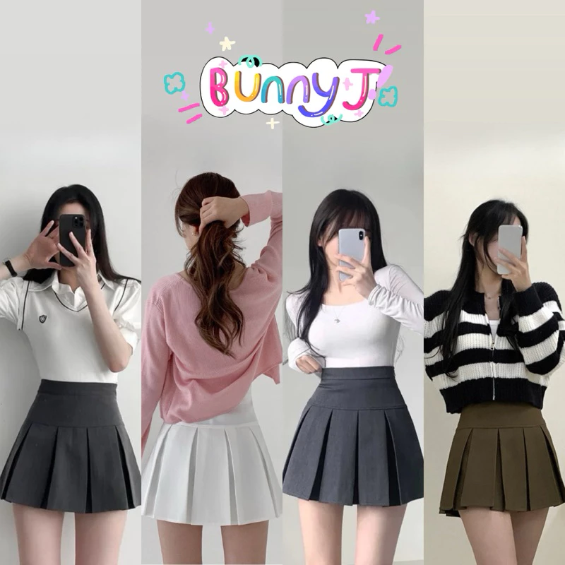 พลีสสั้น กระโปรงเทนนิส🤍 BunnyJ. พร้อมส่งในไทย สไตล์y2k ที่เกาหลีฮิตตมากก น่ารักแต่งตัวง่าย มีซับในตัว