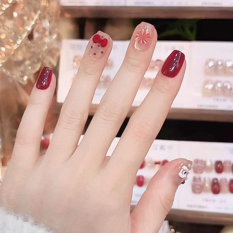 🇹🇭จัดส่งวันนี้ผลิตภัณฑ์ใหม่ ทำเล็บ [DD328]เล็บปลอมสำเร็จรูป เล็บปลอมยาว กันน้ำ หลากหลายสไตล์ โนเบิล 