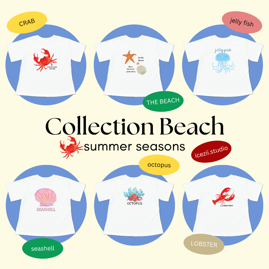 icezii.studio  เสื้อยืดทรง Baby Tee รุ่น summer seasons