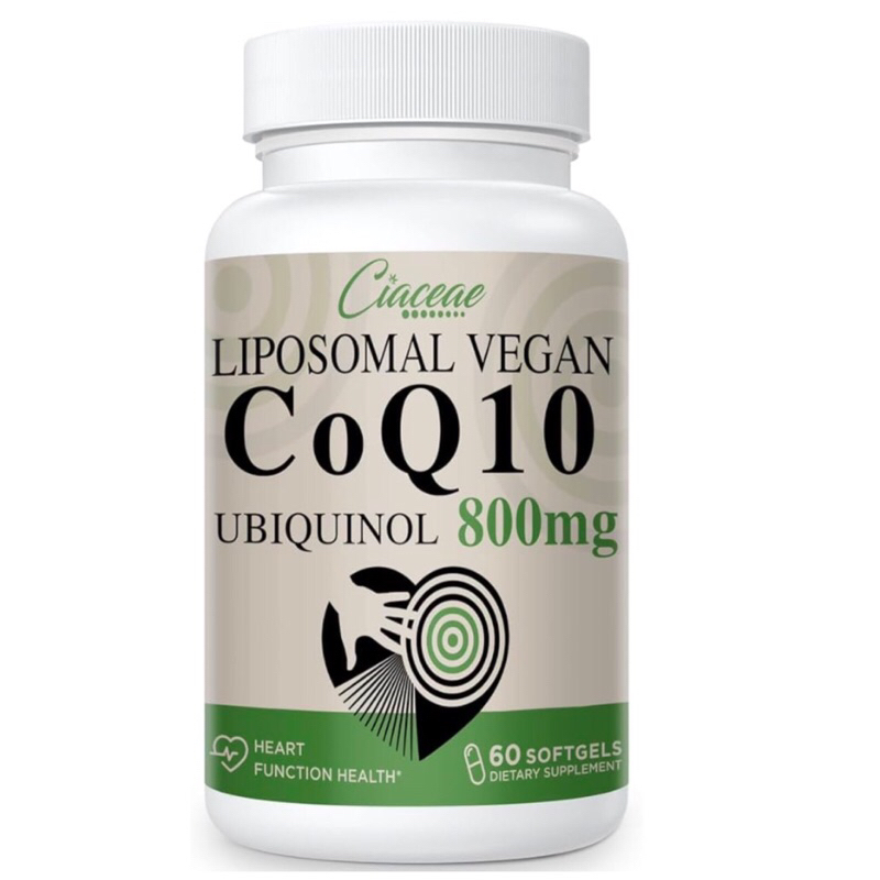 ( CIACEAE ) LIPOSOMAL VEGAN COQ10 UBIQUINOL 800 MG - สนับสนุนการทำงานหัวใจ การผลิตพลังงาน( 60 ซอฟ์ทเจล )นำเข้าจากอเมริกา