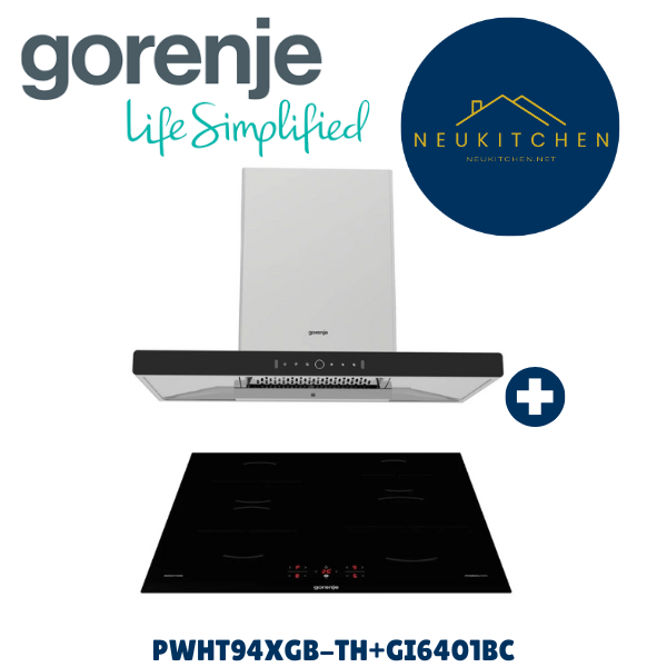 Gorenje ชุดเซ็ต เครื่องดูดควัน PWHT94XGB-TH  เตาแม่เหล็กไฟฟ้า GI6401BC