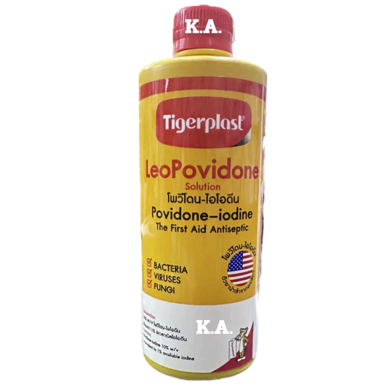 Tigerplast LeoPovidone Povidone ไทเกอร์พล๊าส โพวิโดน-ไอโอดีน ขนาด 450 ml.(8360)