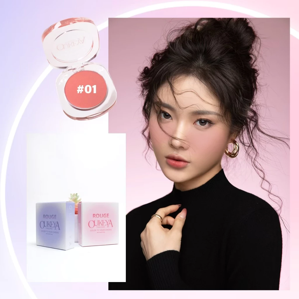 OUKEYA บลัชออนเนื้อฝุ่น สีชัด ติดทน เปลี่ยนสีตามอุณหภูมิ thumbnail 7
