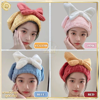 หมวกผมแห้ง ผ้าเช็ดผมนาโน หมวกคลุมผมแห้ง คลุมอาบผม รูปโบว์ น่ารัก นุ่มและเป็นมิตรต่อผิวหนัง ดูดซับน้ำได้ดี ไม่ซีดจาง