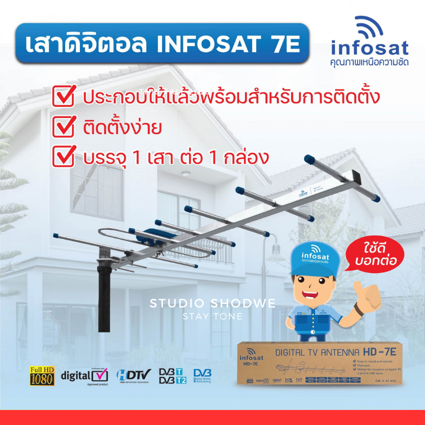 INFOSAT ANTENNA DIGITAL รุ่น HD 7E เสาอากาศทีวีดิจิตอล รับได้แรงจริง