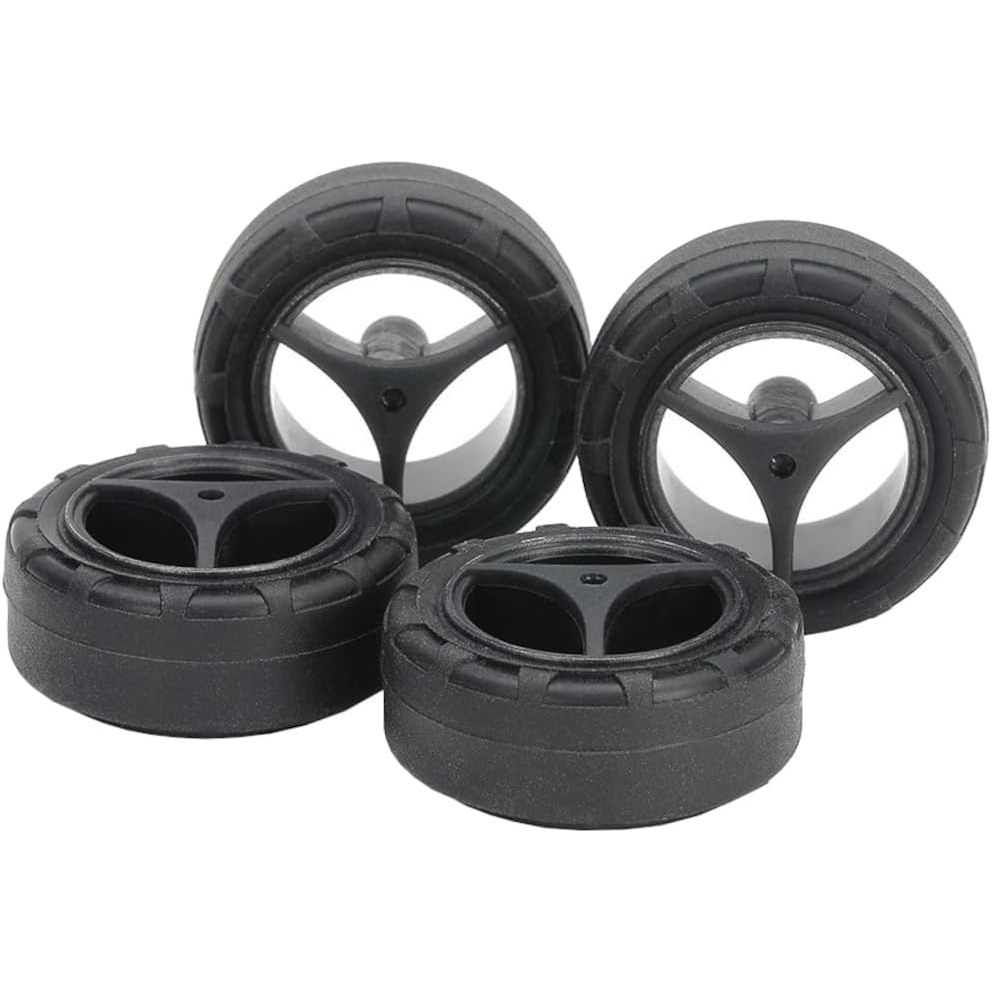 ล้อเล็กคาบอนTamiya 15543 – Super Hard Small Dia. Narrow Tires (24mm) & Carbon Wheels (3-Spoke, for Super X & XX Chassis)