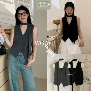📍พร้อมส่ง📍8183💌เสื้อ vest แมทช์กับลุคไหนก็ดูดี เนื้อผ้าดี มีซับใน มาพร้อมสายไขว้คอ TAG:WG.WE 🇰🇷