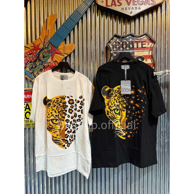 เสื้อยืด Cotton ขาวดำ ลายหน้าเสือ | BK.shop🌈