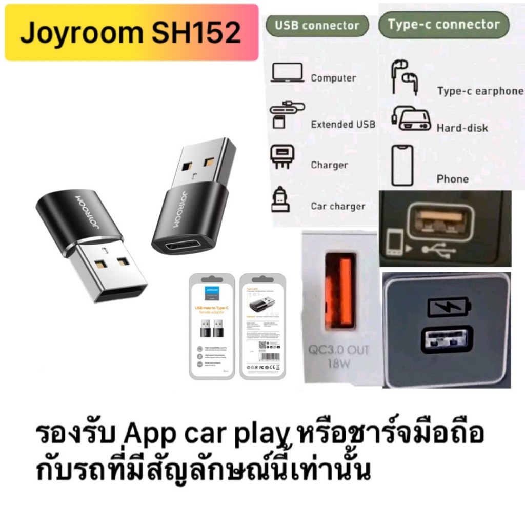 OTG ตัวแปลง Type-C to USB SH152 ใช้แปลงหูฟัง ดึงข้อมูล app car play ,hard disk,charger,PC ร้านPDCเทียนทะเล