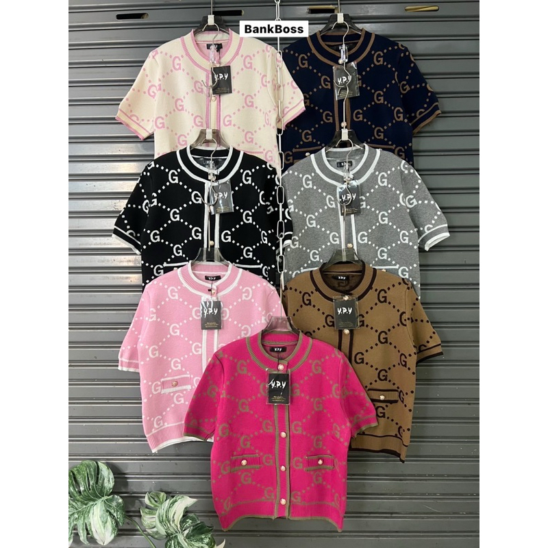 พร้อมส่งรุ่นนี้ สุดเลิศเสื้อไหมพรม ลายเบรนด์กุช สวยปังมากๆ ypy