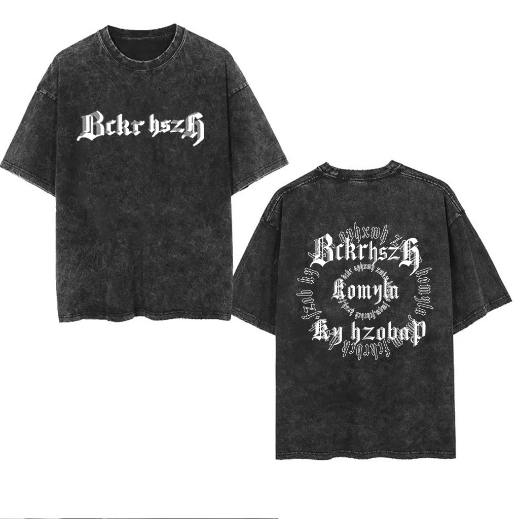 เสื้อยืดฟอกเฟดผู้หญิงแขนสั้นแบบหลวมไตล์เกาหลี ผ้าคอตตอน100% oversize เสื้อผ้าคนอ้วนไซส์ใหญ่ แฟชั่นมาใหม่ สกรีนลายวินเทจ - รูปที่ 5