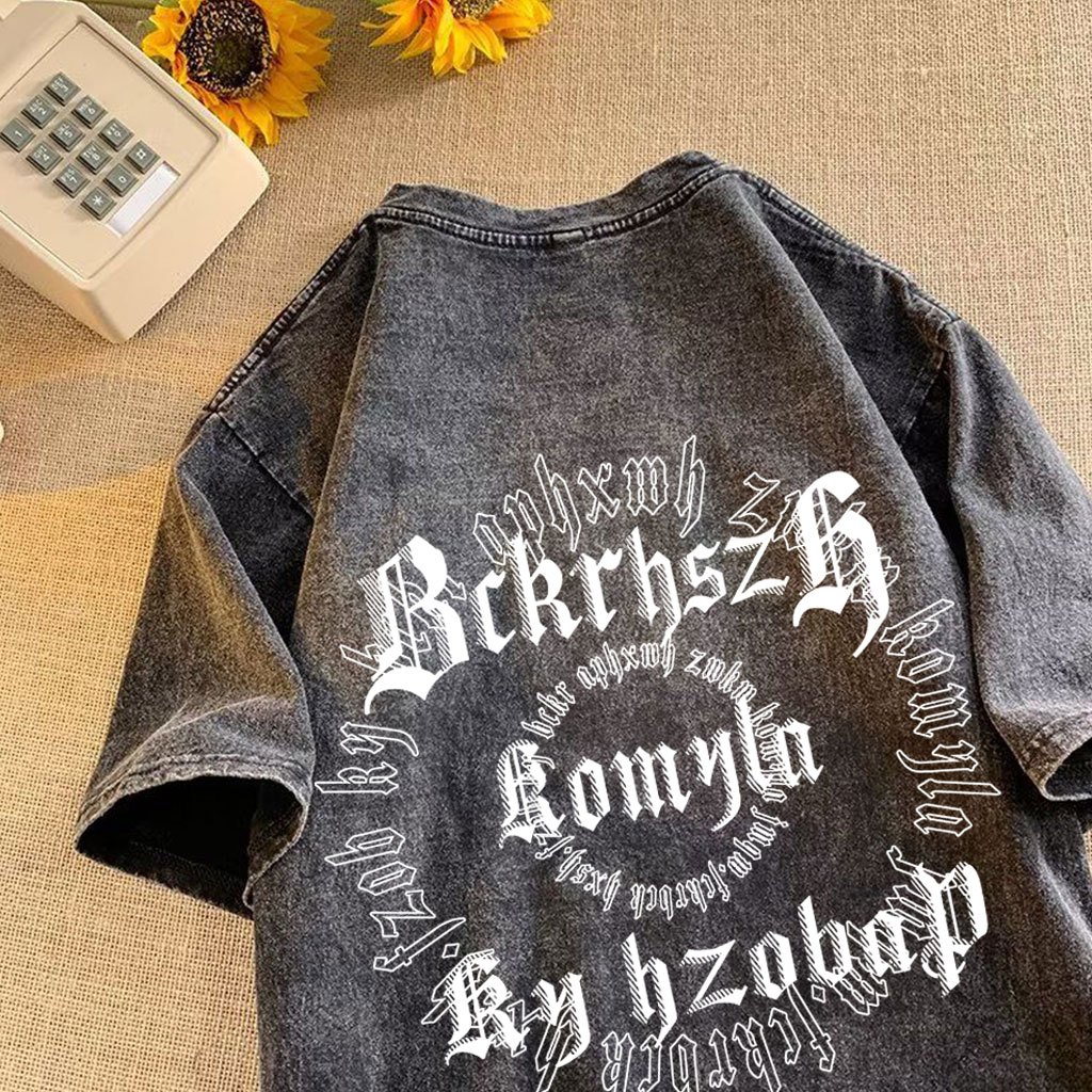 เสื้อยืดฟอกเฟดผู้หญิงแขนสั้นแบบหลวมไตล์เกาหลี ผ้าคอตตอน100% oversize เสื้อผ้าคนอ้วนไซส์ใหญ่ แฟชั่นมาใหม่ สกรีนลายวินเทจ - รูปที่ 7