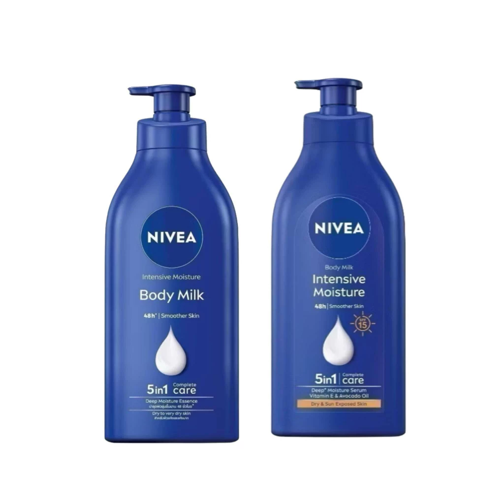 มีให้เลือก 2 สูตร Nivea มอยส์เจอร์ บอดี้ มิลค์ เอสพีเอฟ15 525 มล. // อินเทนซีฟ มอยส์เจอร์ บอดี้ มิลค์ 550 มล.