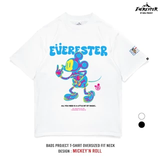 EVERESTER เสื้อยืด เสื้อคอฟิต Heavy Cotton เสื้อผู้ชาย Oversize Mickey N Roll ดำ เสื้อผ้าผู้ชาย EXP