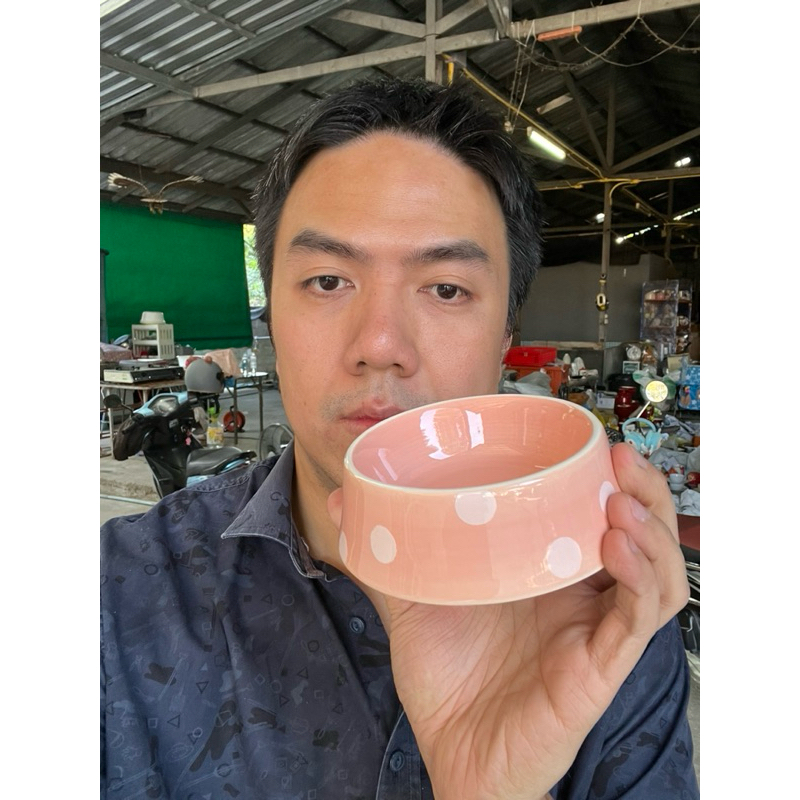 จานหนู จานหมาตัวเล็ก จานแมวตัวเล็ก ขนาด5นิ้ว สีชมพู เนื้อสโตนแวร์ เข้าไมโครเวฟได้ ออกใบกำกับภาษีได้
