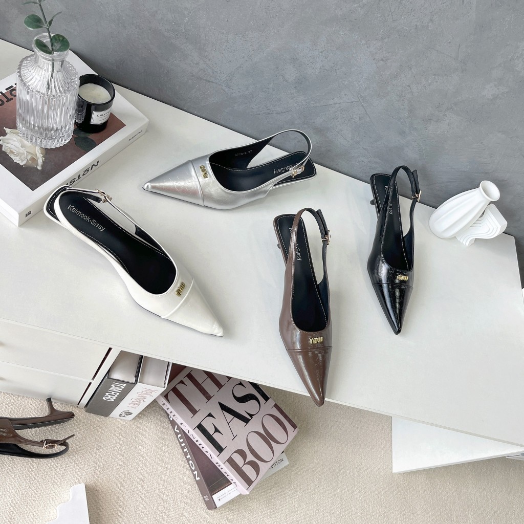 รองเท้ารัดส้น  หัวแหลมHigh Heels ส้นสูง 1นิ้ว รองเท้าKaimook sissy 3770-9